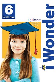 Cover of the “iWonder 6 Pupil’s Book” by Express Publishing. The cover features a young girl with long brown hair wearing a blue graduation cap with a red tassel. Large vertical blue text on the right reads “iWonder.” The authors listed are Jenny Dooley and Bob Obee. The design includes a yellow background block behind the girl and the Express Publishing logo near the top.